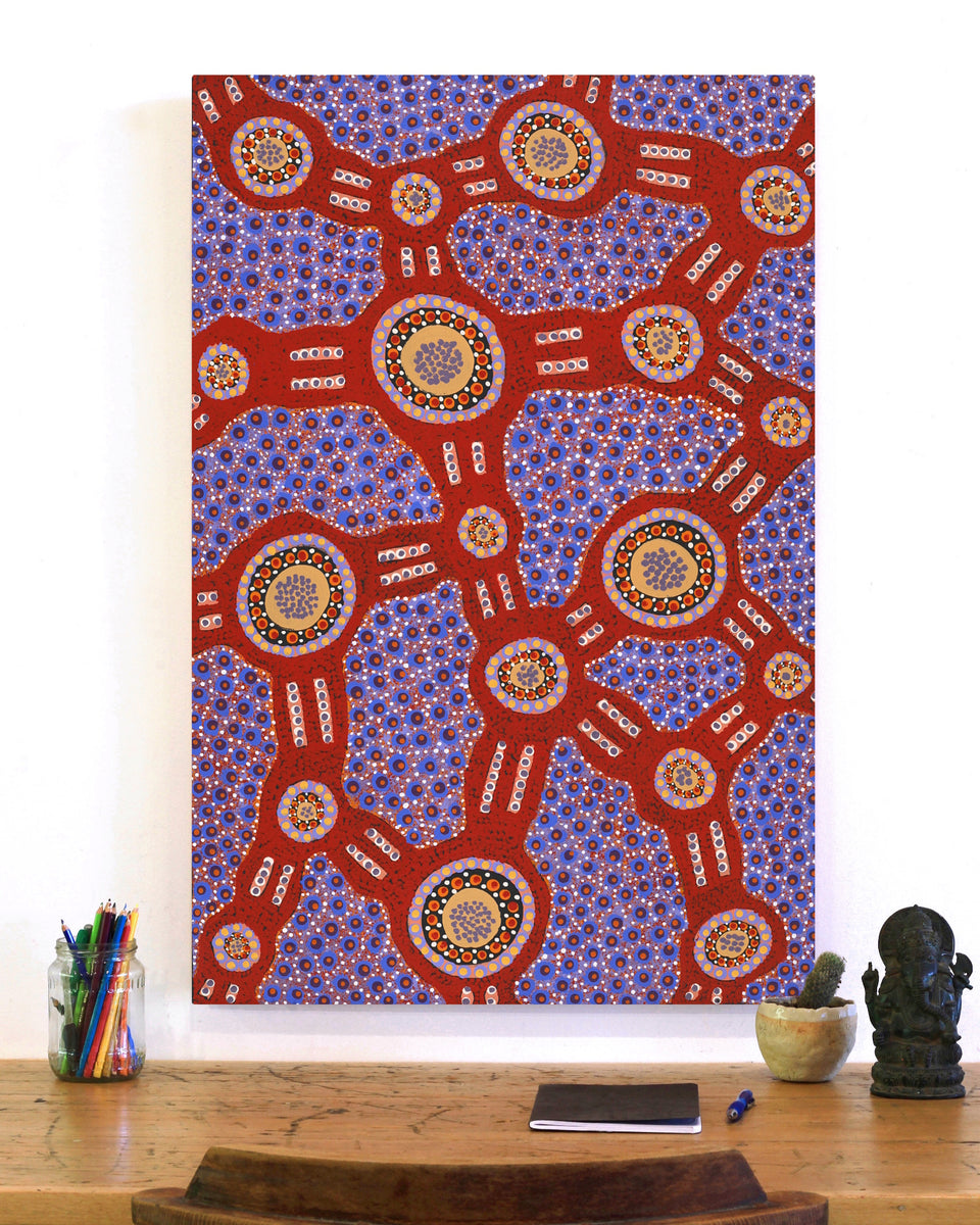 Aboriginal Artwork by Jennifer Napaljarri Lewis, Lukarrara Jukurrpa, 91x61cm