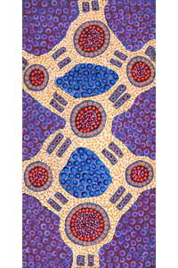 Aboriginal Artwork by Jennifer Napaljarri Lewis, Ngapa Jukurrpa (Water Dreaming) - Puyurru, 61x30cm