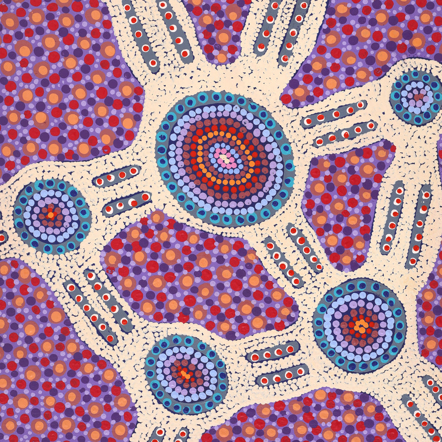 Aboriginal Artwork by Jennifer Napaljarri Lewis, Ngapa Jukurrpa (Water Dreaming) - Puyurru, 61x46cm