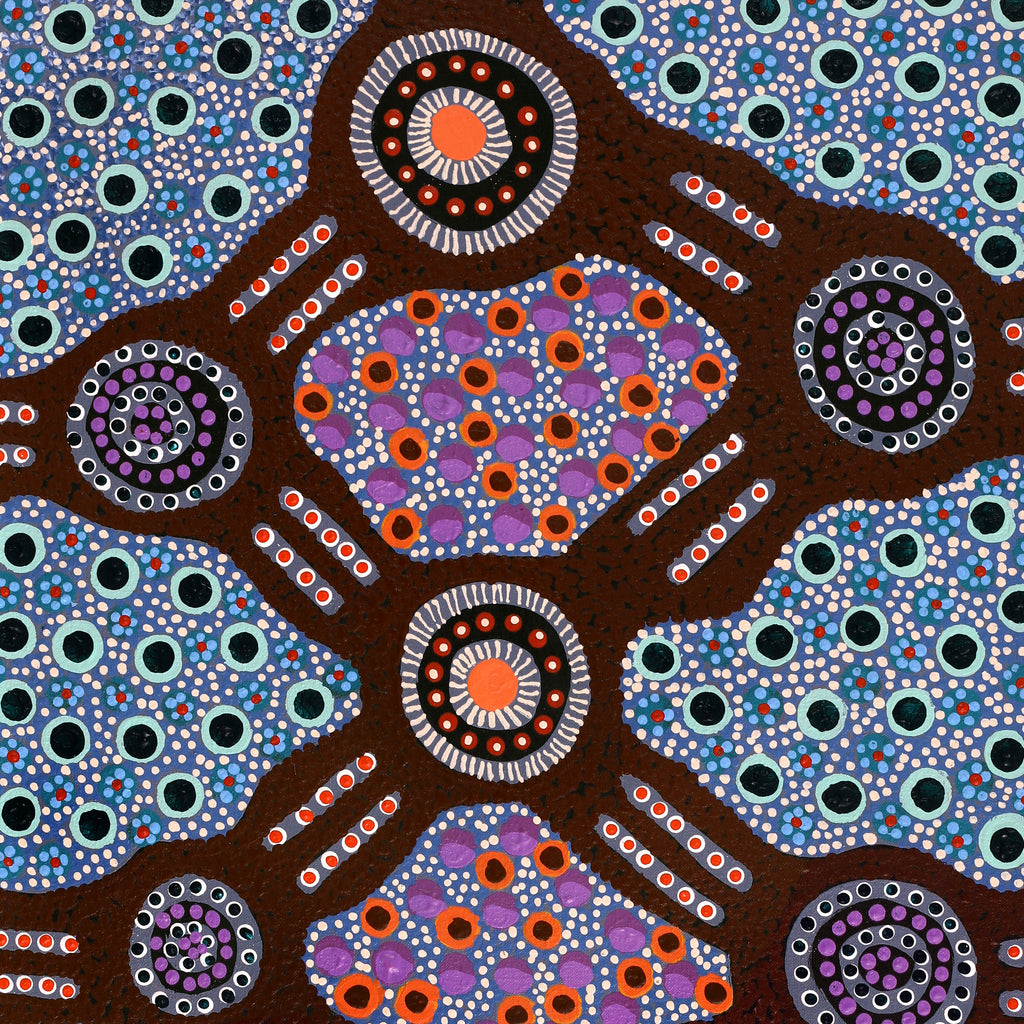 Aboriginal Artwork by Jennifer Napaljarri Lewis, Ngapa Jukurrpa (Water Dreaming) - Puyurru, 91x46cm