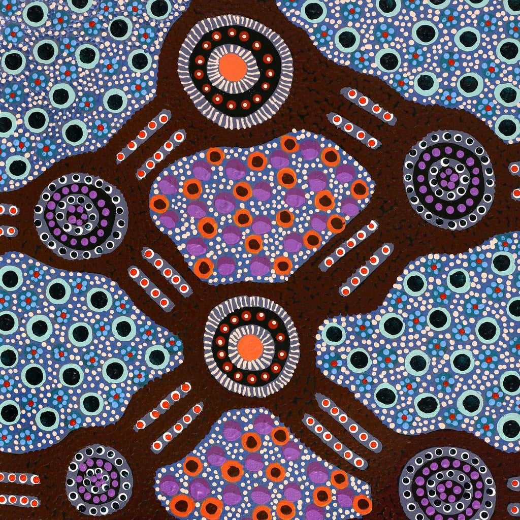 Aboriginal Artwork by Jennifer Napaljarri Lewis, Ngapa Jukurrpa (Water Dreaming) - Puyurru, 91x46cm - ART ARK®