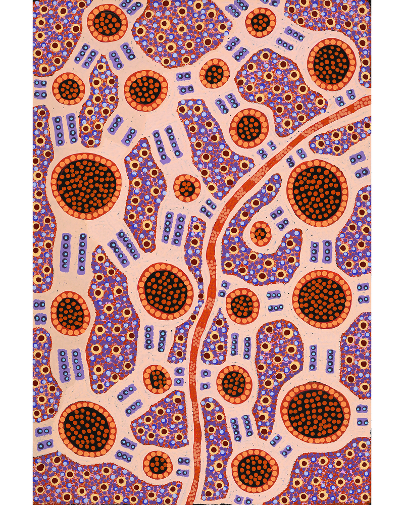 Aboriginal Artwork by Jennifer Napaljarri Lewis, Lukarrara Jukurrpa, 91x61cm