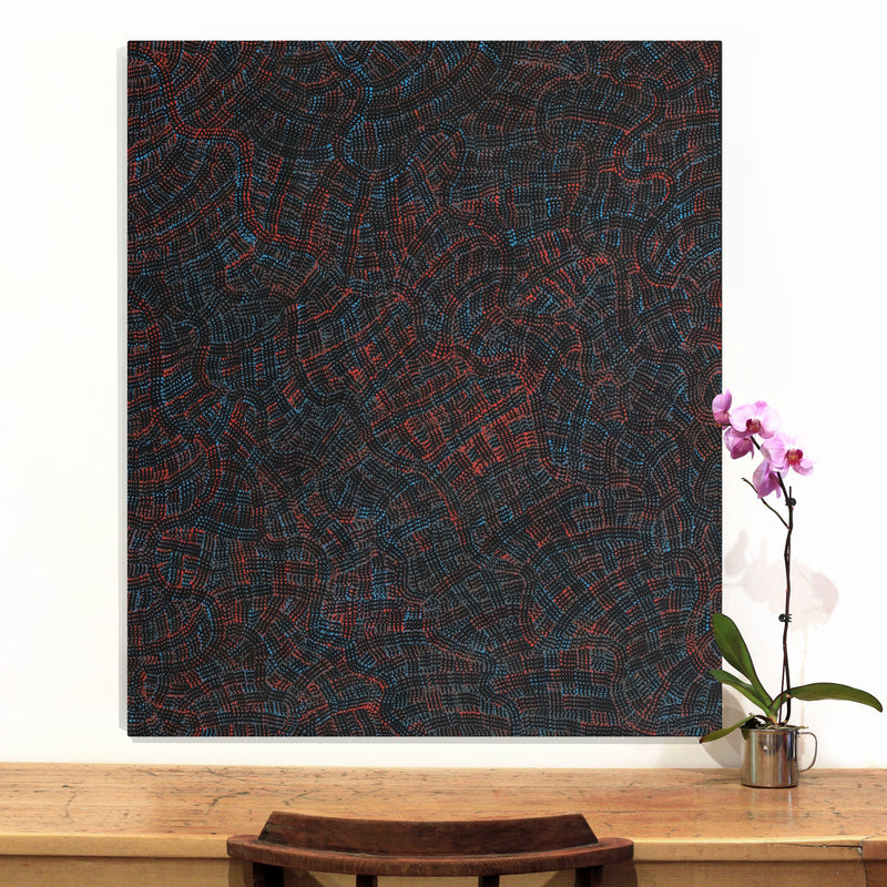 Aboriginal Artwork by Jennifer Mintaya Connelly Ward, Kungkarangkalpa (Seven Sisters Story), 107x91cm