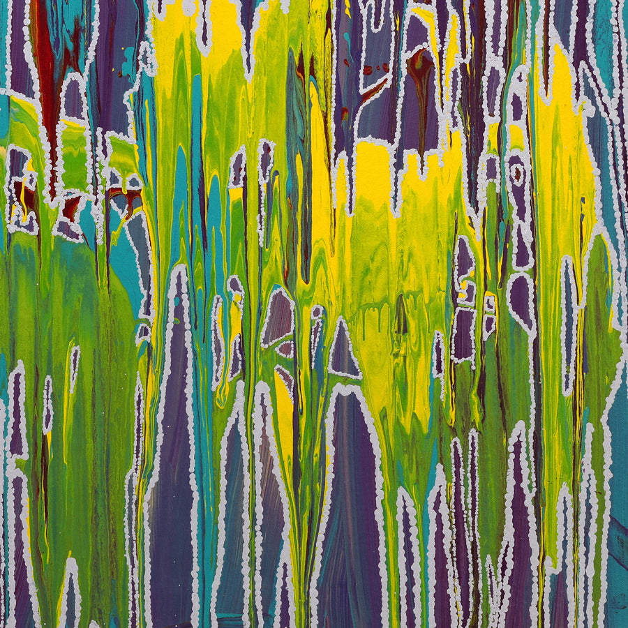 Aboriginal Artwork by Jennifer Mintaya Connelly Ward, Kungkarangkalpa (Seven Sisters Story), 66x66cm