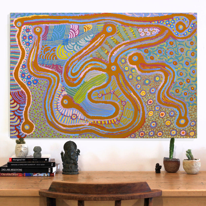 Aboriginal Artwork by Jennifer Mintaya Connelly Ward, Kungkarangkalpa (Seven Sisters Story), 91x61cm