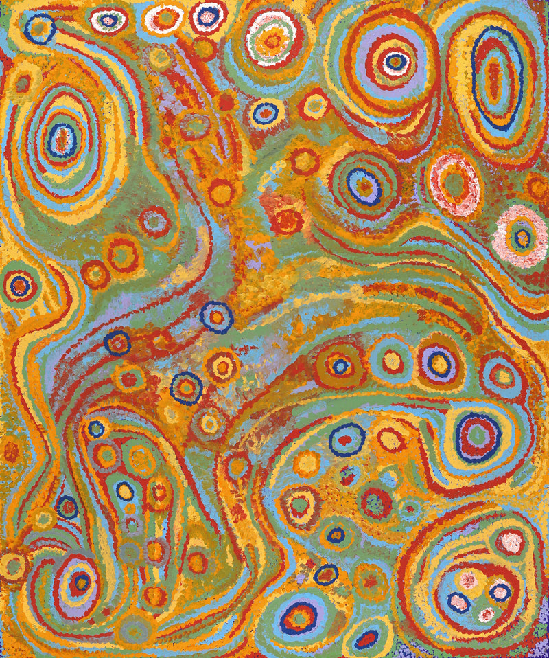 Aboriginal Artwork by Jennifer Mintaya Connelly Ward, Kungkarangkalpa (Seven Sisters Story), 91x76cm