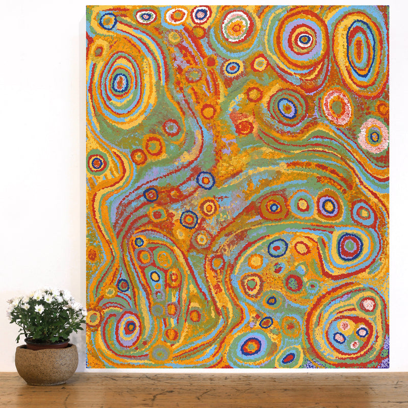 Aboriginal Art by Jennifer Mintaya Connelly Ward, Kungkarangkalpa (Seven Sisters Story), 91x76cm - ART ARK®