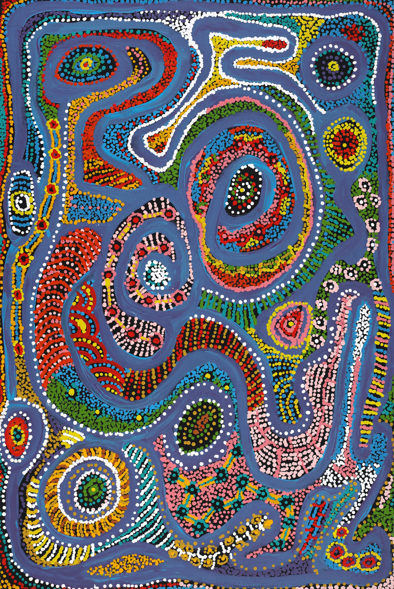 Aboriginal Art by Jennifer Mintaya Connelly Ward, Kungkarangkalpa (Seven Sisters Story), 91x61cm - ART ARK®