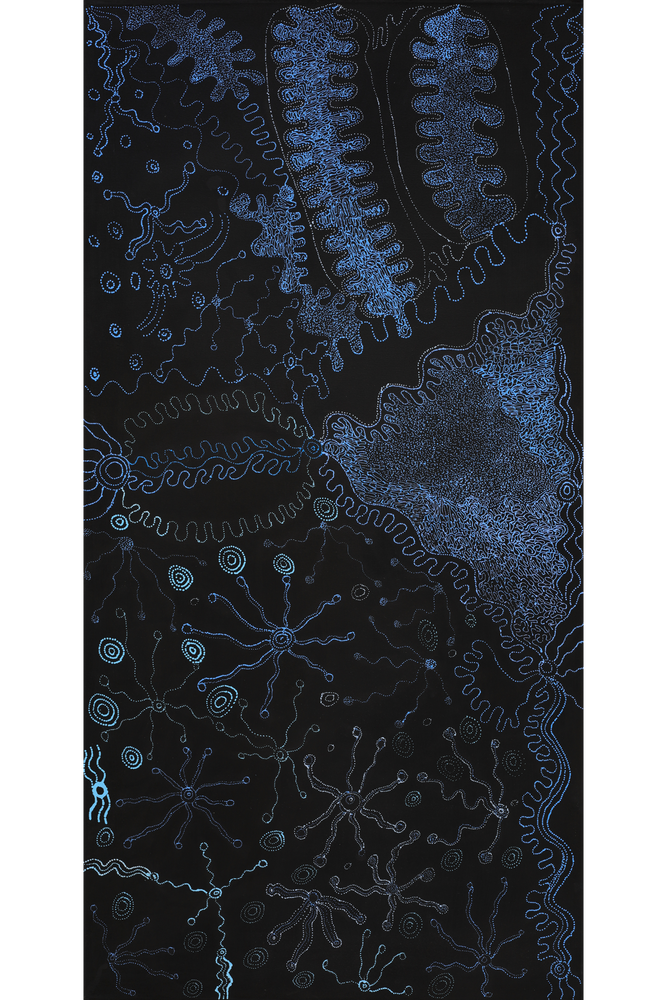 Aboriginal Artwork by Joanne Ken, Minyma Kutjara Tjukurrpa, 120x60cm