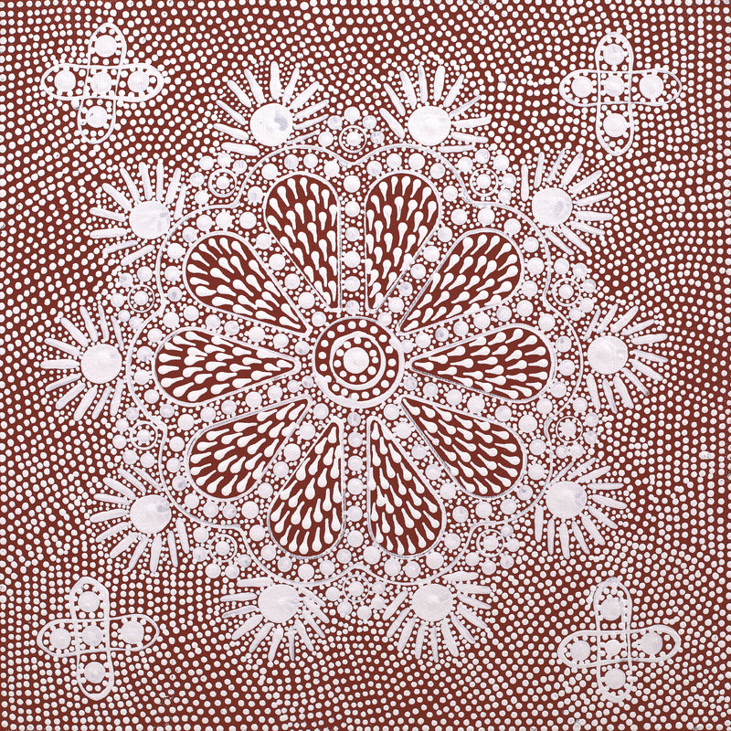 Aboriginal Artwork by Jocelyn Napanangka Frank, Lukarrara Jukurrpa, 30x30cm