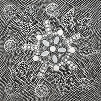 Aboriginal Artwork by Jocelyn Napanangka Frank, Lukarrara Jukurrpa, 30x30cm