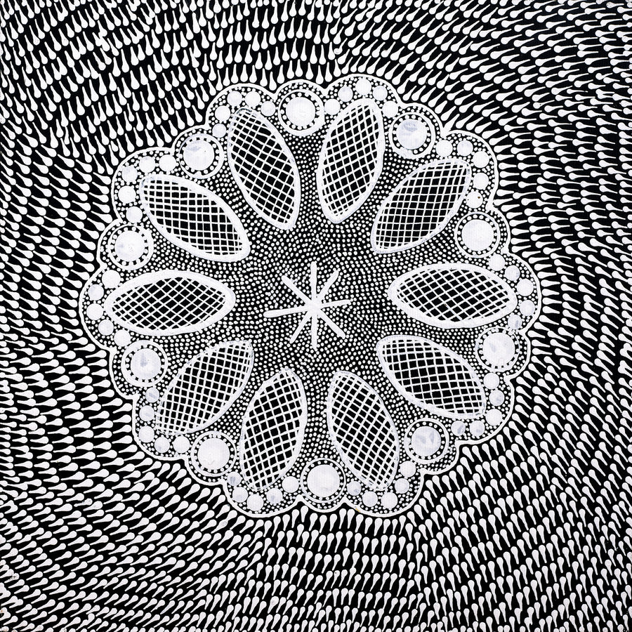 Aboriginal Artwork by Jocelyn Napanangka Frank, Lukarrara Jukurrpa, 30x30cm