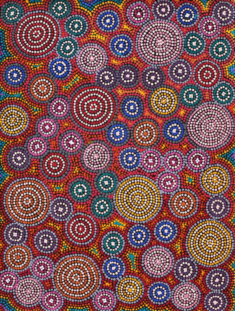 Aboriginal Artwork by Josephine Nangala Gill, Ngapa Jukurrpa (Water Dreaming) - Puyurru, 61x46cm - ART ARK®