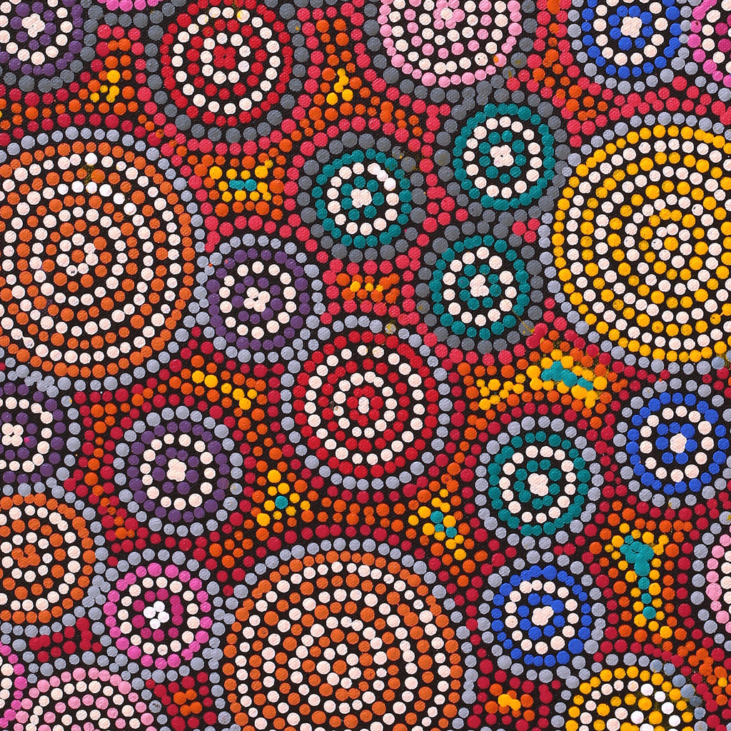 Aboriginal Artwork by Josephine Nangala Gill, Ngapa Jukurrpa (Water Dreaming) - Puyurru, 61x46cm - ART ARK®