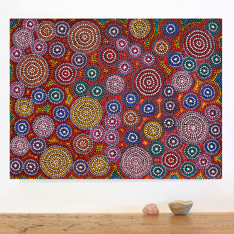 Aboriginal Artwork by Josephine Nangala Gill, Ngapa Jukurrpa (Water Dreaming) - Puyurru, 61x46cm