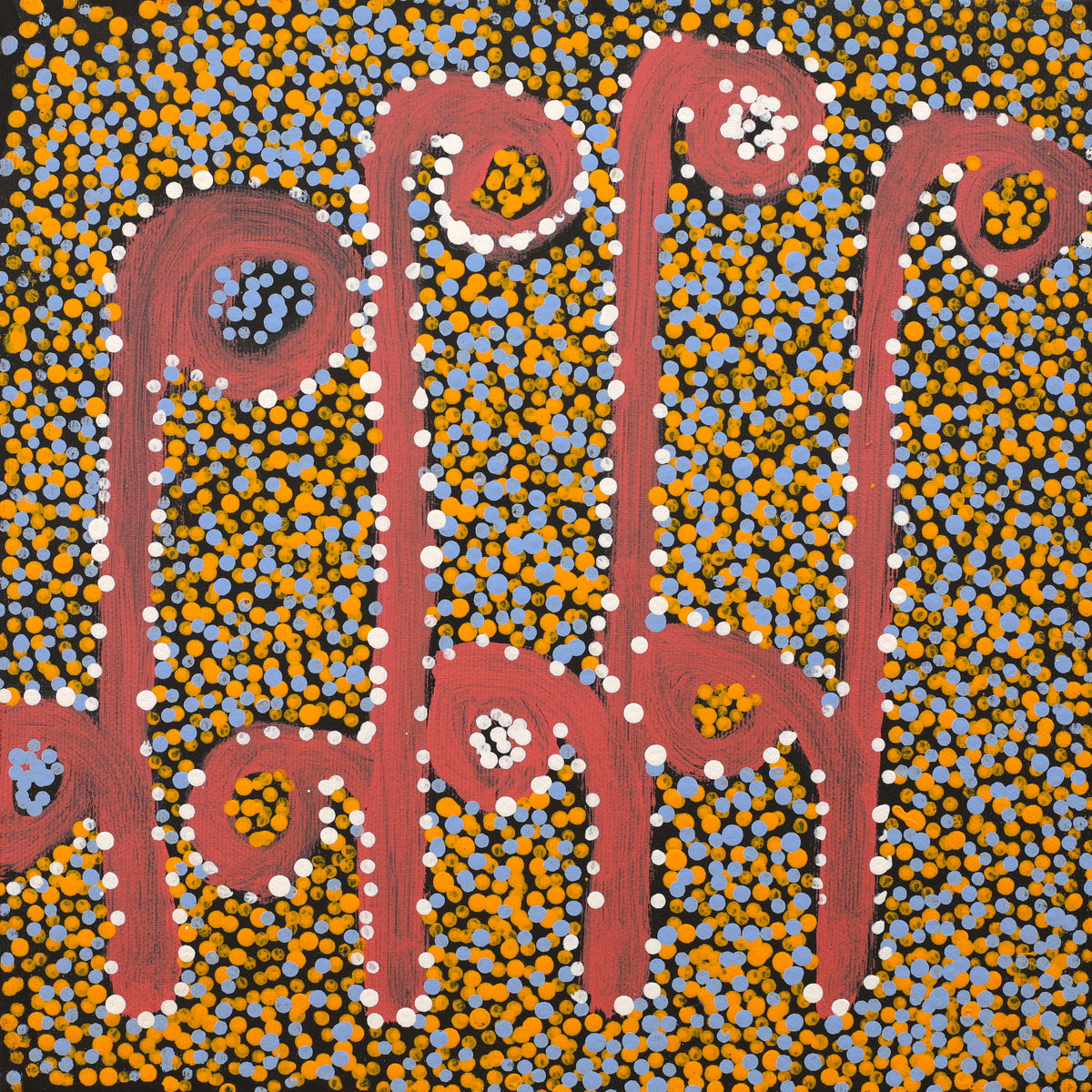 Aboriginal Art by Joshua Jungarrayi Brady, The Seven Sisters - Anangu Pitjantjatjara Yankunytjatjara Jukurrpa, 30x30cm - ART ARK®