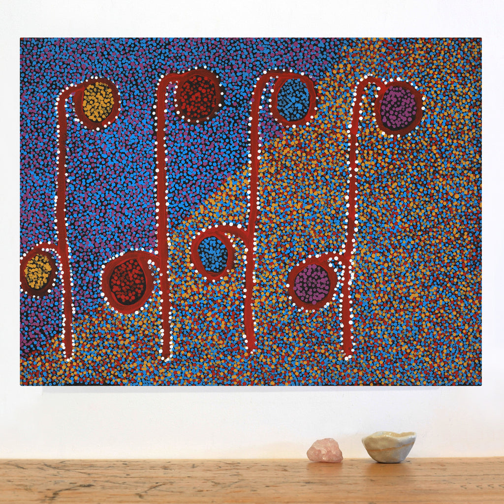 Aboriginal Artwork by Joshua Jungarrayi Brady, The Seven Sisters - Anangu Pitjantjatjara Yankunytjatjara Jukurrpa, 61x46cm