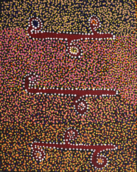 Aboriginal Artwork by Joshua Jungarrayi Brady, The Seven Sisters - Anangu Pitjantjatjara Yankunytjatjara Jukurrpa, 50x40cm