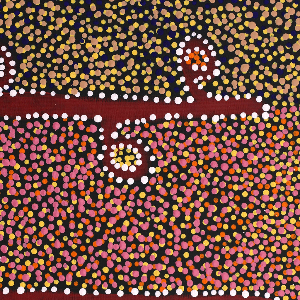 Aboriginal Artwork by Joshua Jungarrayi Brady, The Seven Sisters - Anangu Pitjantjatjara Yankunytjatjara Jukurrpa, 50x40cm