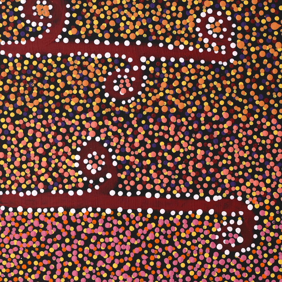 Aboriginal Artwork by Joshua Jungarrayi Brady, The Seven Sisters - Anangu Pitjantjatjara Yankunytjatjara Jukurrpa, 50x40cm