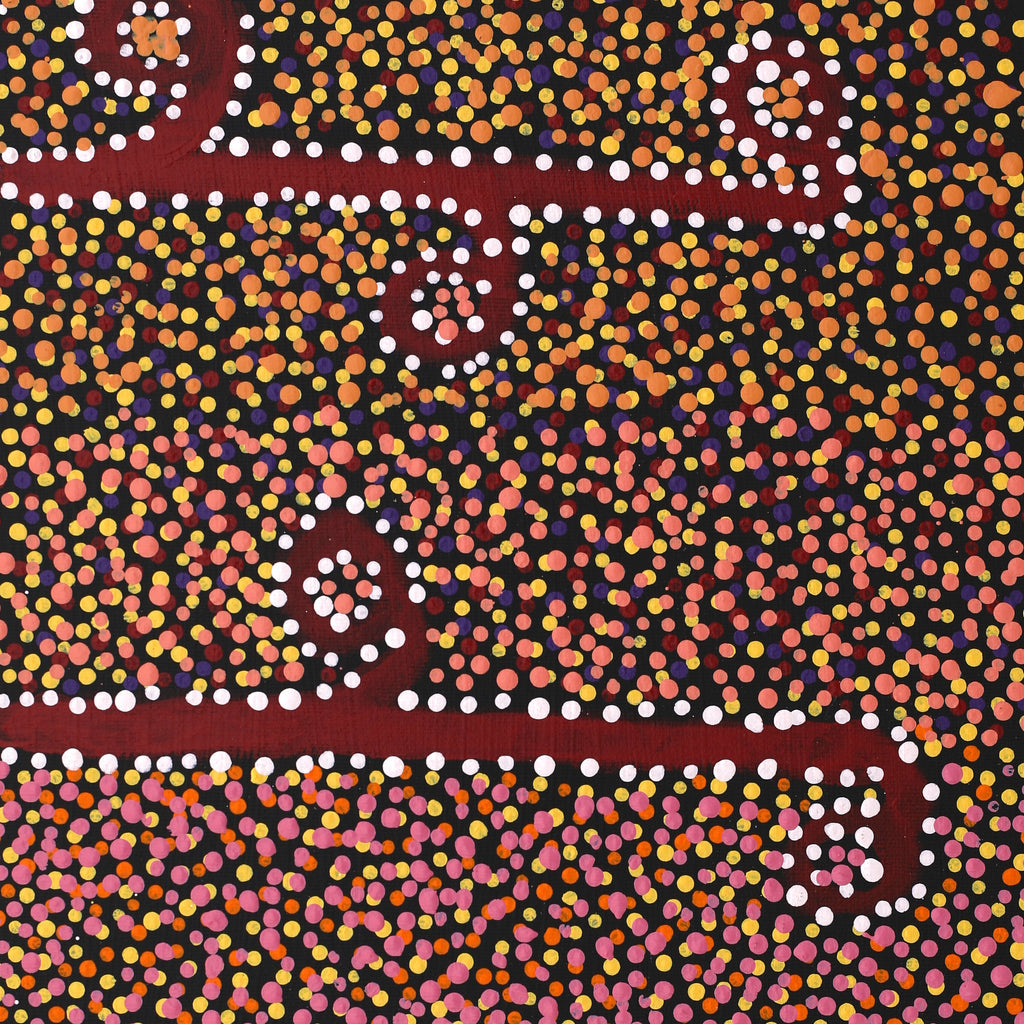 Aboriginal Artwork by Joshua Jungarrayi Brady, The Seven Sisters - Anangu Pitjantjatjara Yankunytjatjara Jukurrpa, 50x40cm - ART ARK®