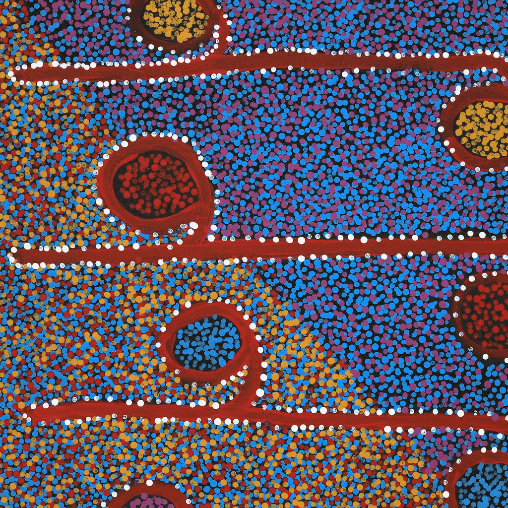 Aboriginal Art by Joshua Jungarrayi Brady, The Seven Sisters - Anangu Pitjantjatjara Yankunytjatjara Jukurrpa, 61x46cm - ART ARK®