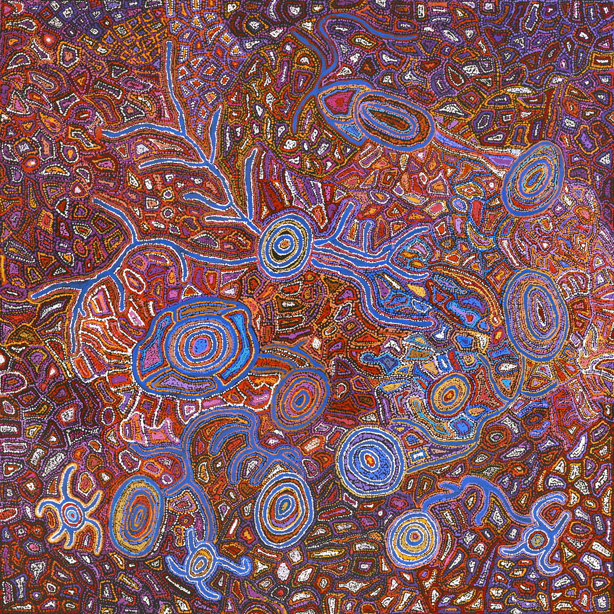 Aboriginal Art by Joy Nangala Brown, Yumari Jukurrpa, 122x122cm - ART ARK®