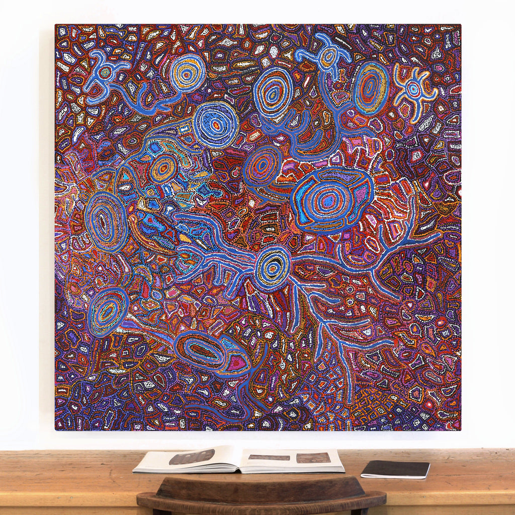 Aboriginal Art by Joy Nangala Brown, Yumari Jukurrpa, 122x122cm - ART ARK®