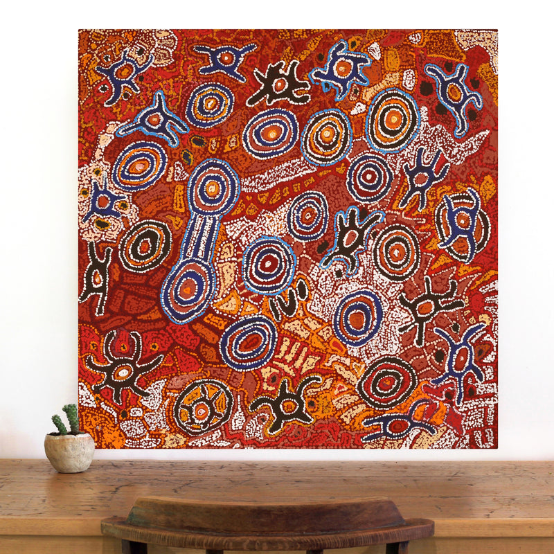 Aboriginal Art by Joy Nangala Brown, Yumari Jukurrpa, 76x76cm - ART ARK®