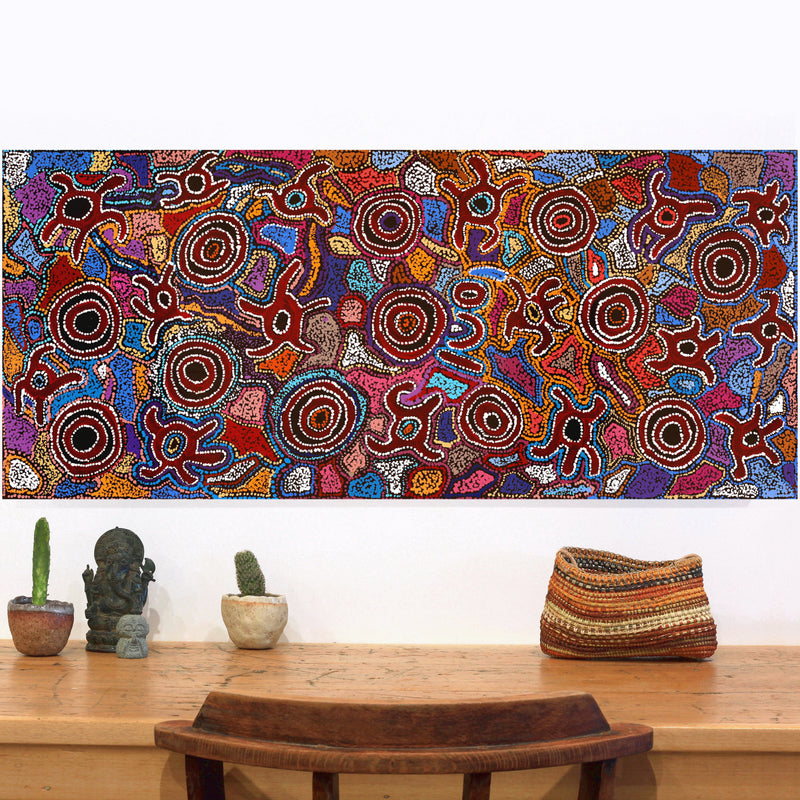 Aboriginal Artwork by Joy Nangala Brown, Yumari Jukurrpa, 107x46cm