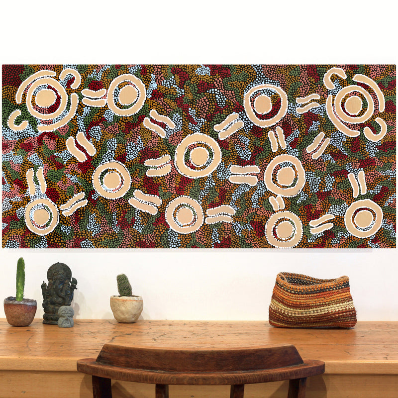Aboriginal Artwork by Judy Armstrong, Minyma Kutjara Wingellina, 105x49cm