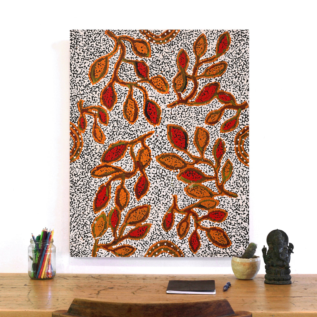 Aboriginal Artwork by Juliette Nampijinpa Brown, Ngapa Jukurrpa (Water Dreaming) - Mikanji, 76x61cm