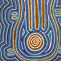 Aboriginal Artwork by Julie-Anne Nampijinpa Rice, Ngapa Jukurrpa (Water Dreaming) - Puyurru, 50x40cm