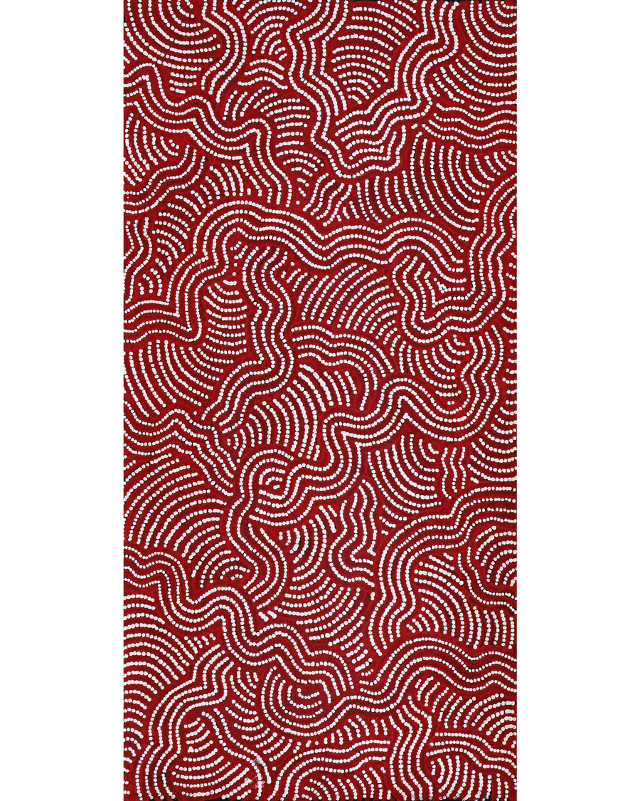 Aboriginal Artwork by Julie Napaljarri Dempsey, Ngapa Jukurrpa (Water Dreaming) - Mikanji, 61x30cm