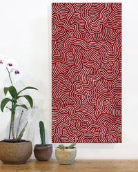 Aboriginal Artwork by Julie Napaljarri Dempsey, Ngapa Jukurrpa (Water Dreaming) - Mikanji, 61x30cm