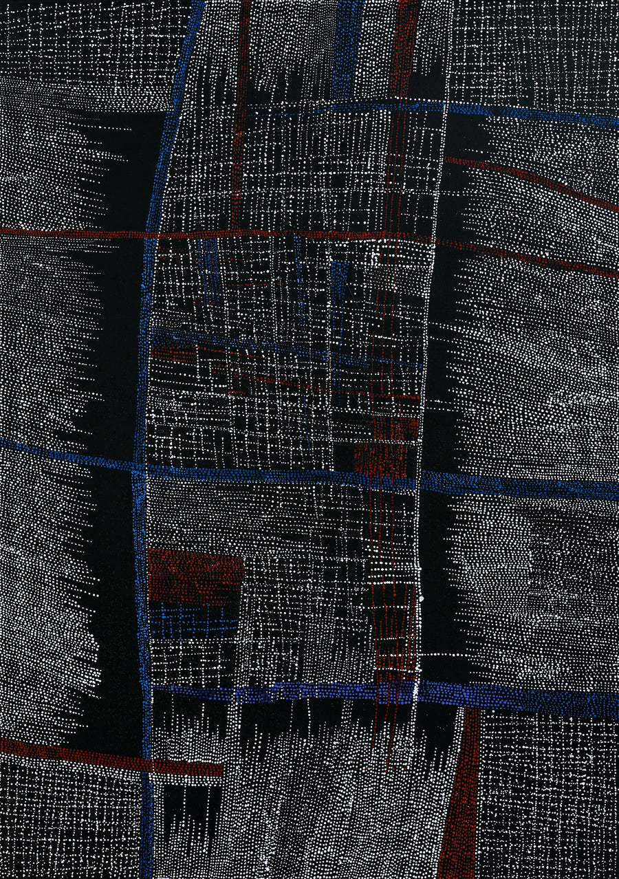 Aboriginal Artwork by Julie Nangala Robertson, Ngapa Jukurrpa (Water Dreaming) - Pirlinyarnu, 152x107cm