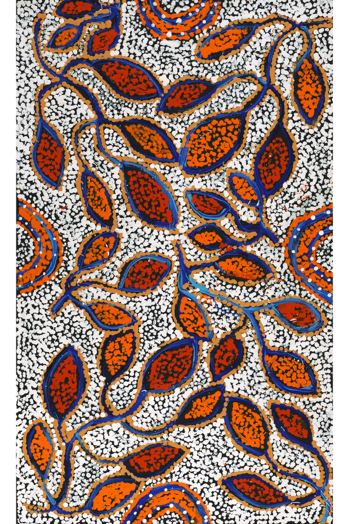 Aboriginal Art by Juliette Nampijinpa Brown, Ngapa Jukurrpa (Water Dreaming) - Mikanji, 76x46cm - ART ARK®