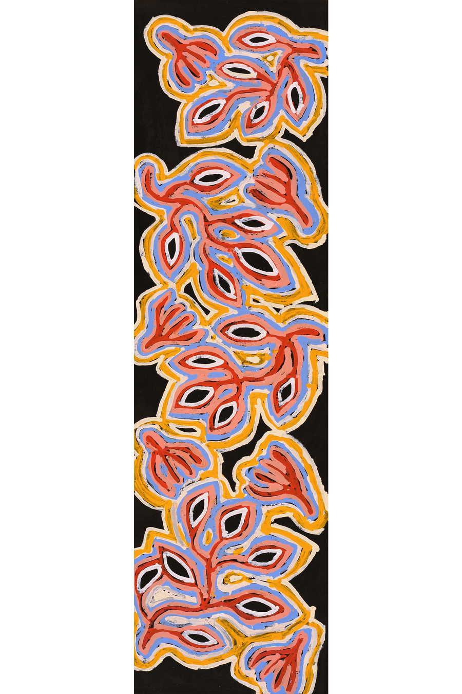 Aboriginal Artwork by Juliette Nampijinpa Brown, Ngapa Jukurrpa (Water Dreaming) - Mikanji, 107x30cm