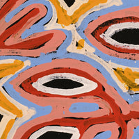 Aboriginal Artwork by Juliette Nampijinpa Brown, Ngapa Jukurrpa (Water Dreaming) - Mikanji, 107x30cm