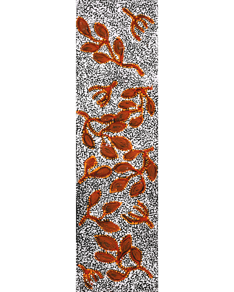 Aboriginal Artwork by Juliette Nampijinpa Brown, Ngapa Jukurrpa (Water Dreaming) - Mikanji, 107x30cm