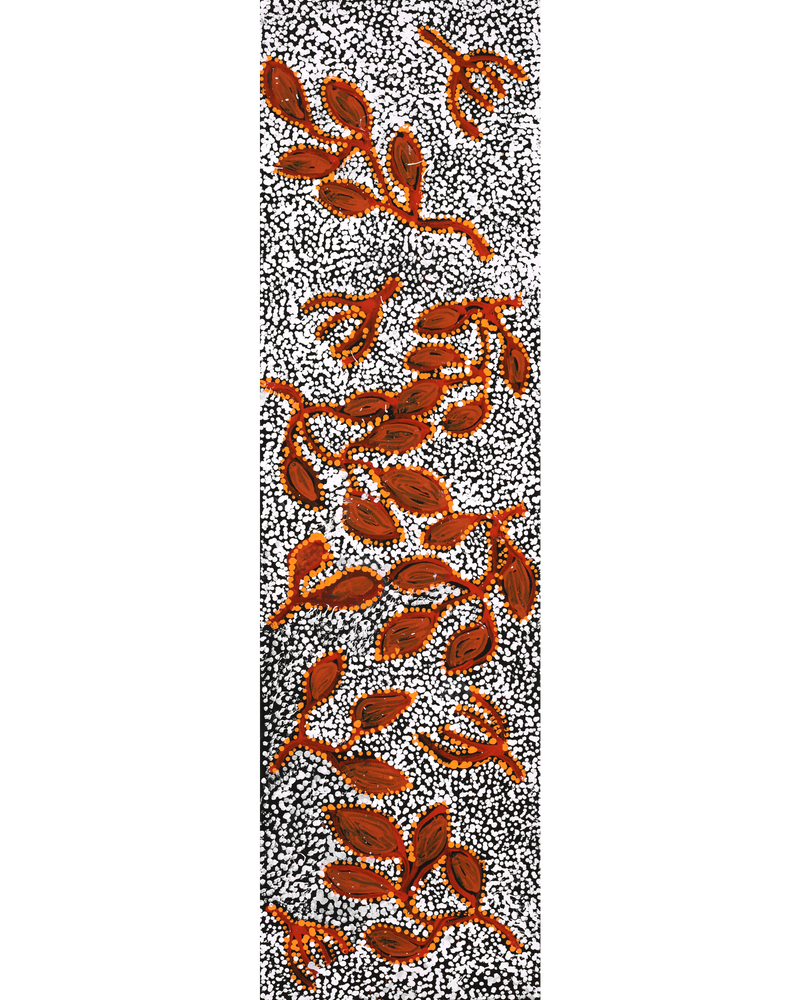 Aboriginal Artwork by Juliette Nampijinpa Brown, Ngapa Jukurrpa (Water Dreaming) - Mikanji, 107x30cm