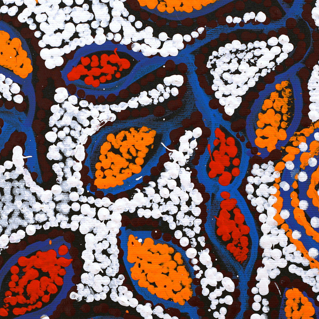 Aboriginal Artwork by Juliette Nampijinpa Brown, Ngapa Jukurrpa (Water Dreaming) - Mikanji, 30x30cm
