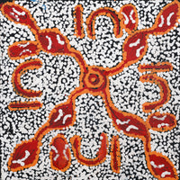 Aboriginal Artwork by Juliette Nampijinpa Brown, Ngapa Jukurrpa (Water Dreaming) - Mikanji, 30x30cm