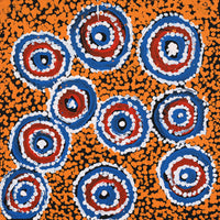 Aboriginal Artwork by Juliette Nampijinpa Brown, Ngapa Jukurrpa (Water Dreaming) - Mikanji, 30x30cm