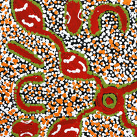 Aboriginal Artwork by Juliette Nampijinpa Brown, Ngapa Jukurrpa (Water Dreaming) - Mikanji, 40x40cm