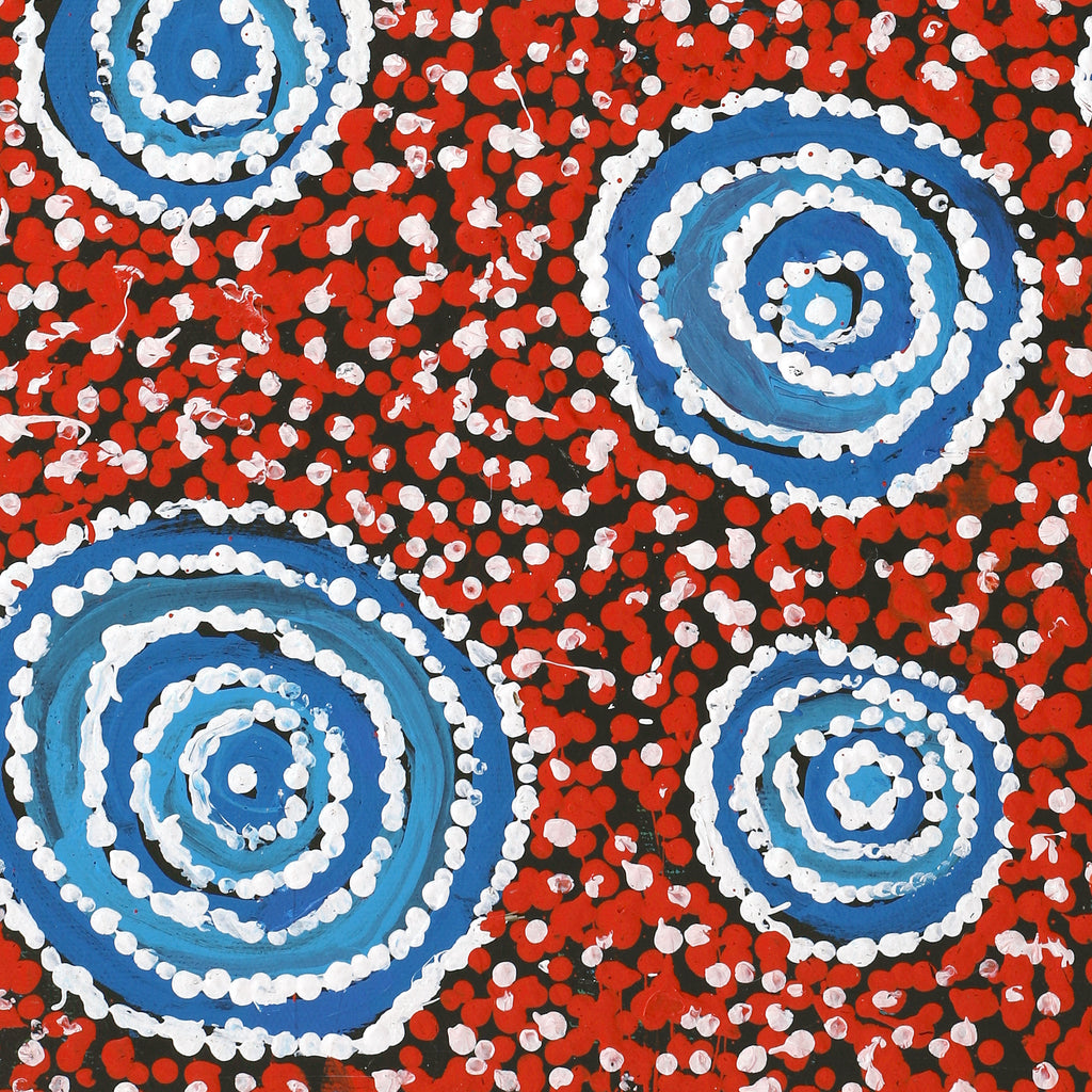 Aboriginal Art by Juliette Nampijinpa Brown, Ngapa Jukurrpa (Water Dreaming) - Mikanji, 50x40cm - ART ARK®