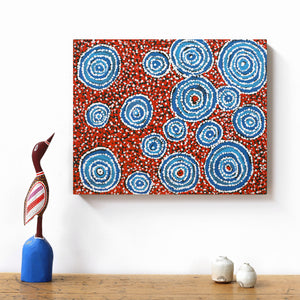 Aboriginal Art by Juliette Nampijinpa Brown, Ngapa Jukurrpa (Water Dreaming) - Mikanji, 50x40cm - ART ARK®