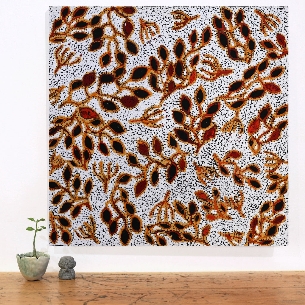 Aboriginal Artwork by Juliette Nampijinpa Brown, Ngapa Jukurrpa (Water Dreaming) - Mikanji, 61x61cm