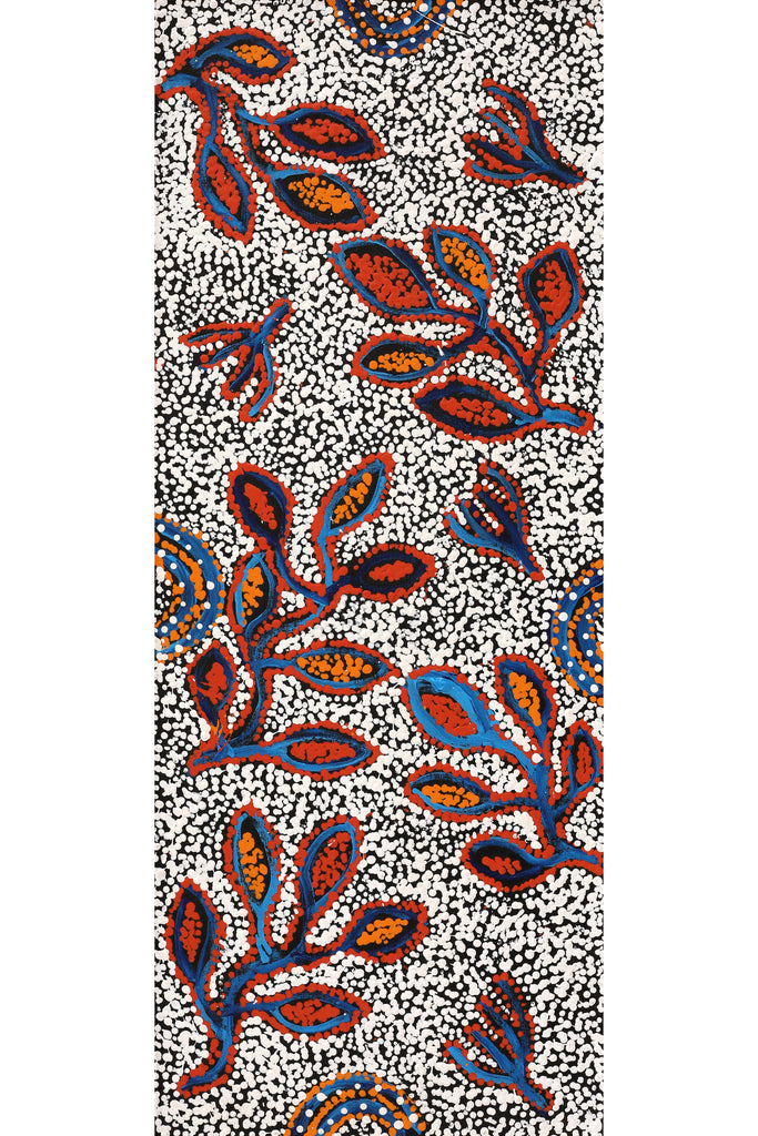 Aboriginal Artwork by Juliette Nampijinpa Brown, Ngapa Jukurrpa (Water Dreaming) - Mikanji, 76x30cm - ART ARK®