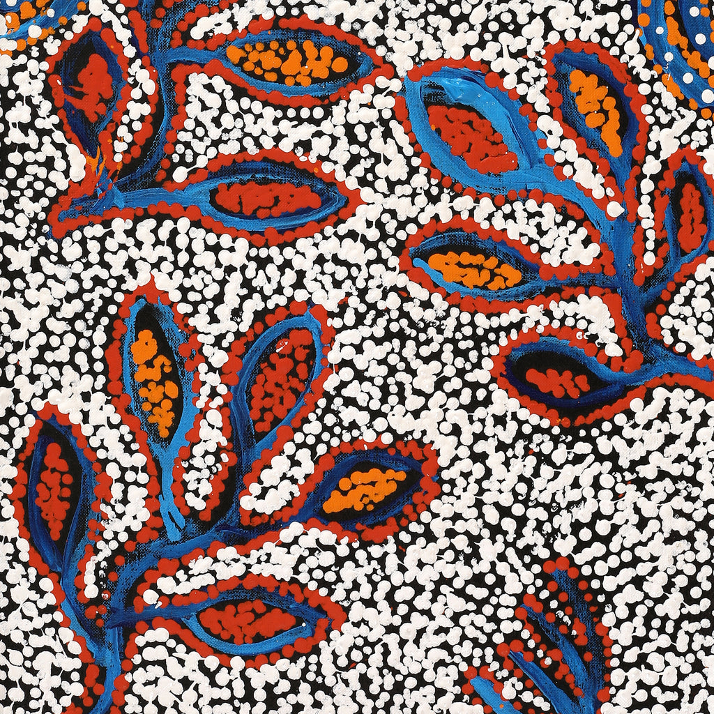 Aboriginal Artwork by Juliette Nampijinpa Brown, Ngapa Jukurrpa (Water Dreaming) - Mikanji, 76x30cm